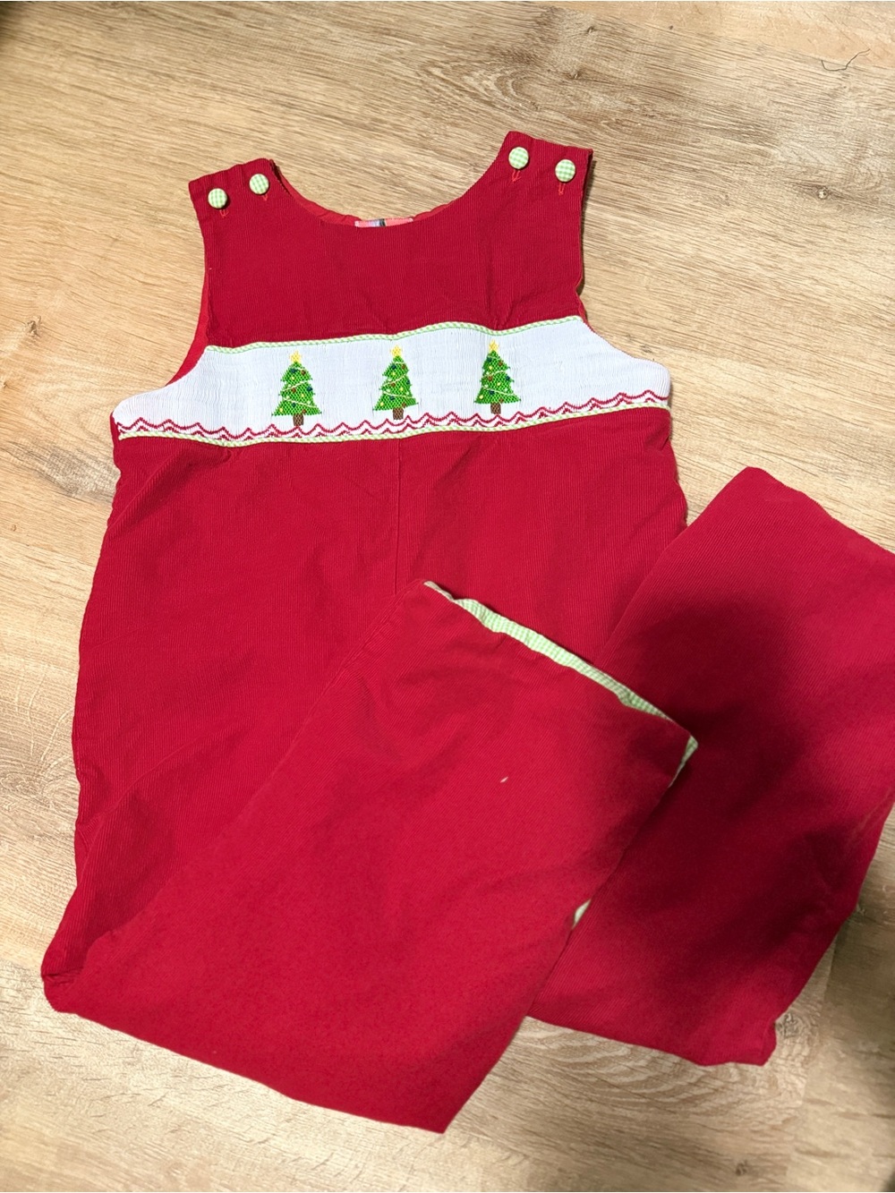 Stellybelly Red Christmas Tree Smocked Romper